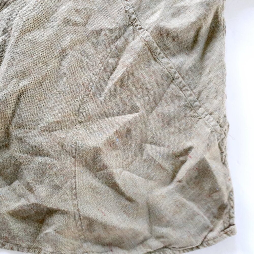 FLAX Womens Linen Shirt Green Tan Lagenlook Small - Picture 5 of 13